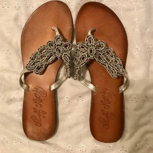 Beaded Silver Sandals